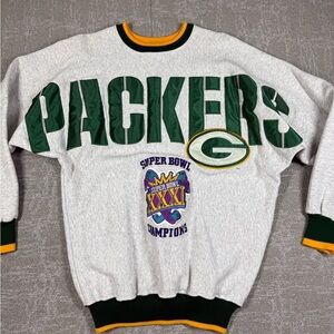 Vintage 1996 Green Bay Packers Super Bowl Champions Stitched SweatShirt Sz M